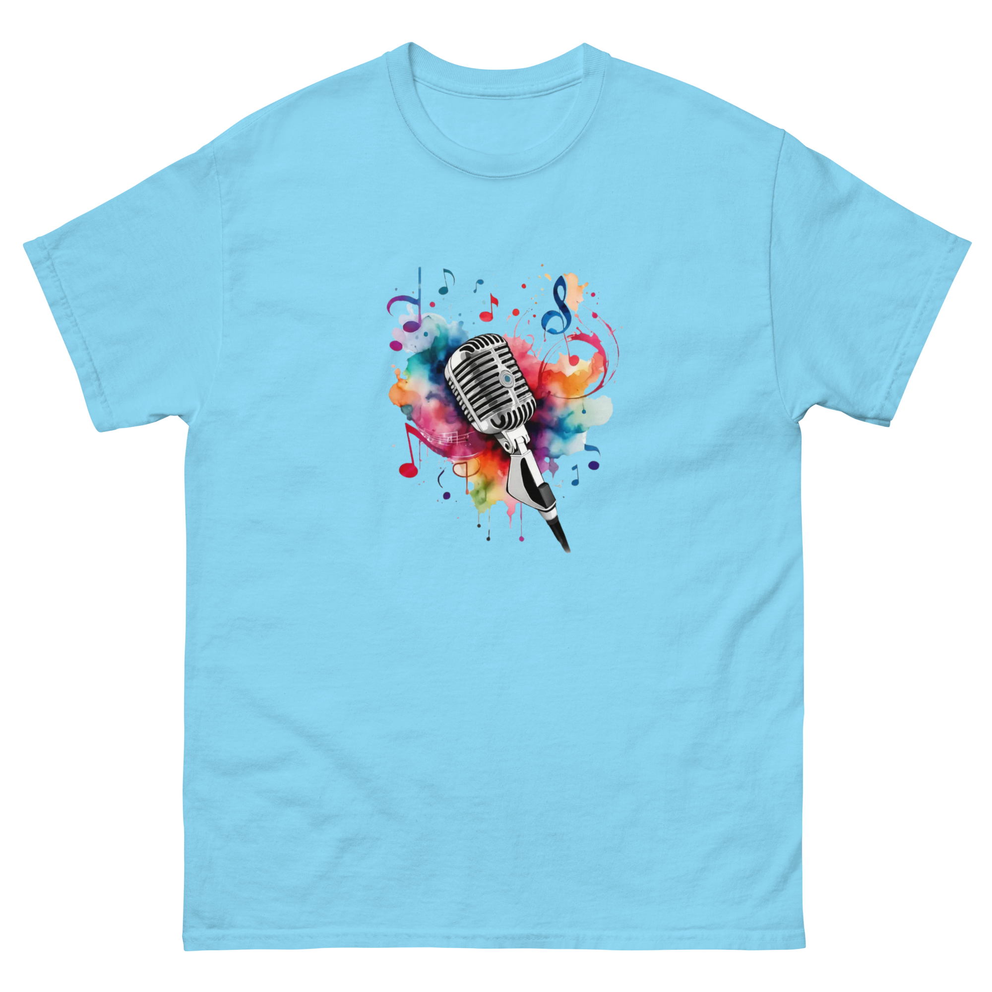 Vibrant Musical Microphone Art Unisex Cclassic Tee Physical T-Shirt Style-Junction