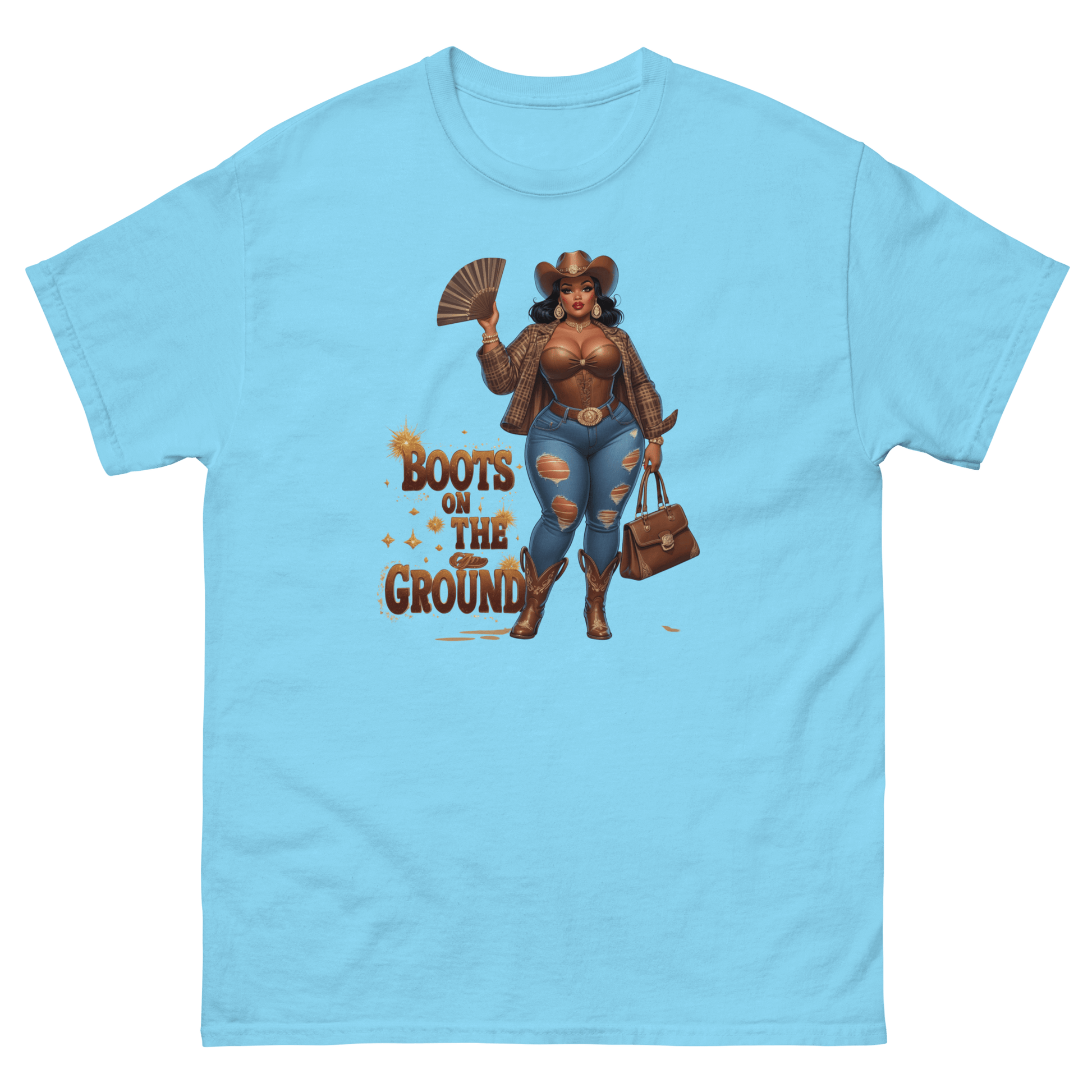 Boots on the Ground Curvy Cowgirl #2 Tee – Bold Western Style Women Tees Style Junction – Custom Digital Designs & Apparel