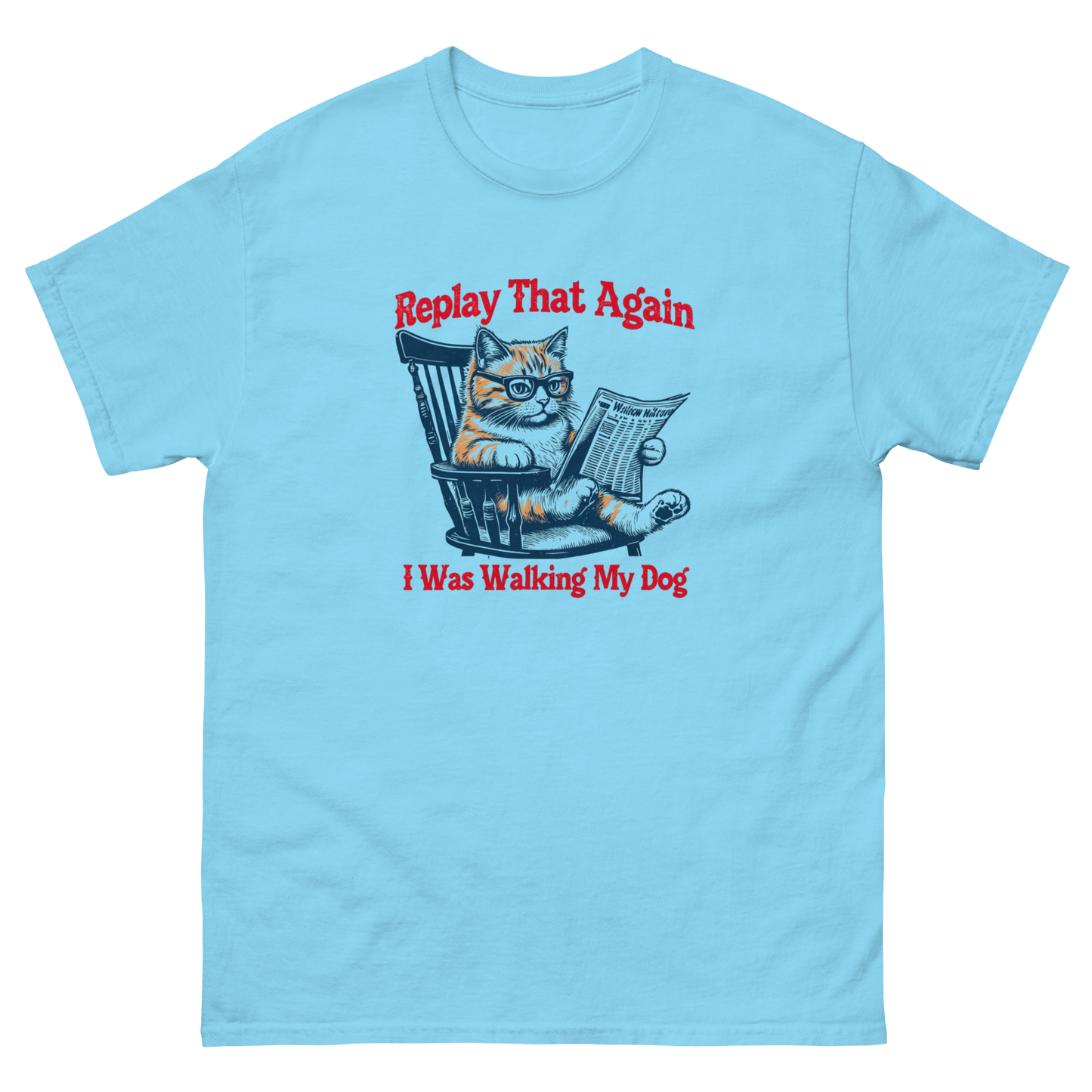 Replay That Again Cat Tee – Funny Retro Dog Quote T-Shirt Women Tees Style Junction – Custom Digital Designs & Apparel Sky S