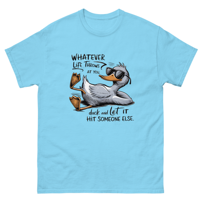 Funny Duck Quote Tee – “Let It Hit Someone Else” Graphic Shirt Women Tees Style Junction – Custom Digital Designs & Apparel Sky S