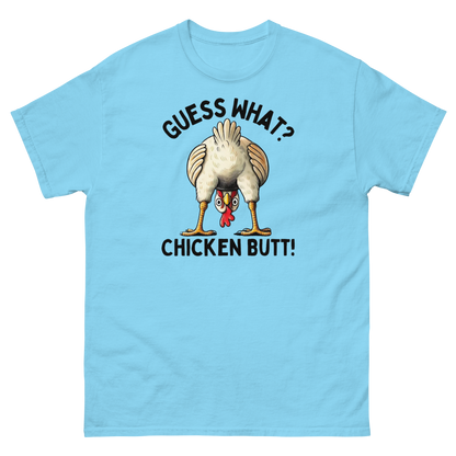 Funny Chicken Butt Tee – “Guess What” Comical Farm Graphic Shirt Women Tees Style Junction – Custom Digital Designs & Apparel Sky S