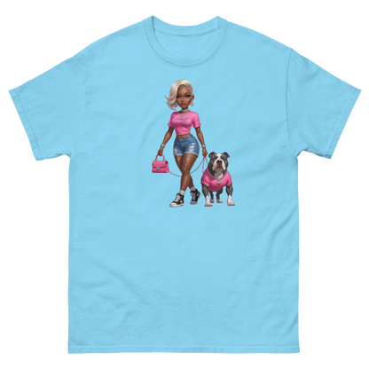 Hot Pink Bulldog Diva Tee – 100% Cotton Graphic Streetwear Women Tees Style Junction – Custom Digital Designs & Apparel Sky S