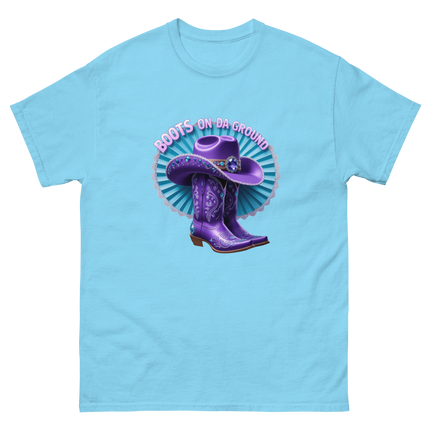 Boots on Da Ground Tee – Purple Fan & Jewel Design #3 Women Tees Style Junction – Custom Digital Designs & Apparel Sky S