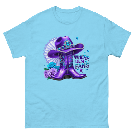 Where Dem Fans At Tee – Purple Roses & Bling Style Women Tees Style Junction – Custom Digital Designs & Apparel Sky S
