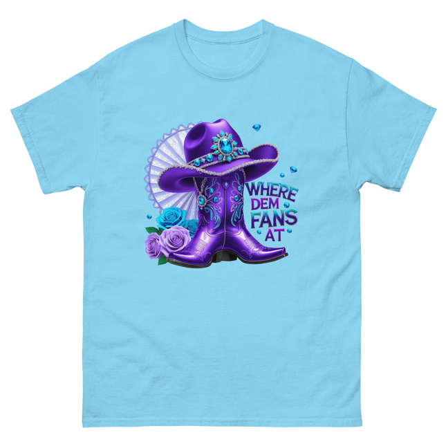 Where Dem Fans At Tee – Purple Roses & Bling Style Women Tees Style Junction – Custom Digital Designs & Apparel Sky S