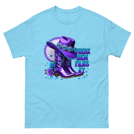 Where Dem Fans At Tee – Sparkling Western Boot Look Women Tees Style Junction – Custom Digital Designs & Apparel Sky S