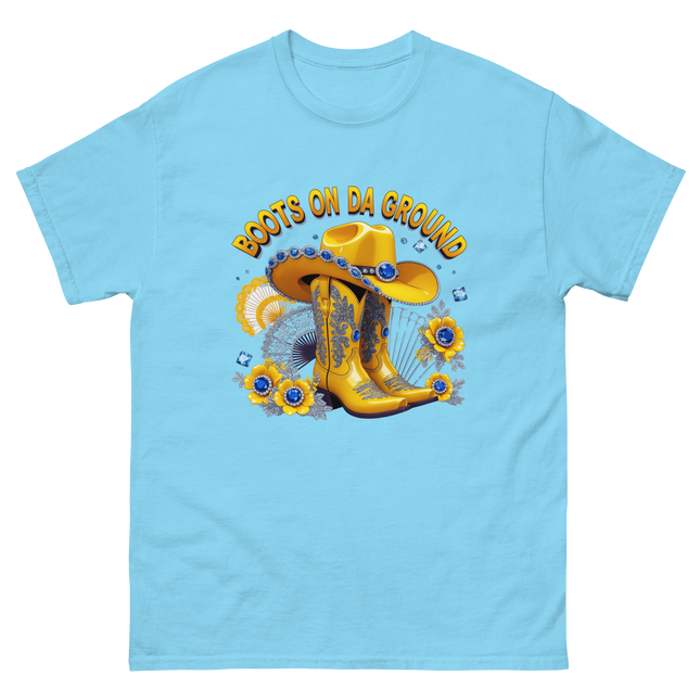 Sunshine Cowgirl Tee – Blue Gem & Fan Graphic Women Tees Style Junction – Custom Digital Designs & Apparel Sky S