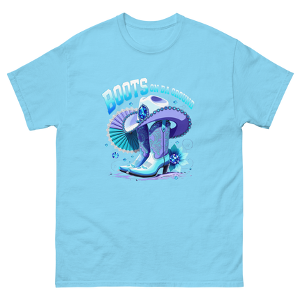 Icy Blue Glam Tee – Cowgirl Boots with Jewel Accents Women Tees Style Junction – Custom Digital Designs & Apparel Sky S