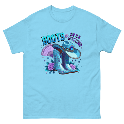 Pastel Cowgirl Tee – Light Blue Boots on Da Ground Vibe Women Tees Style Junction – Custom Digital Designs & Apparel Sky S
