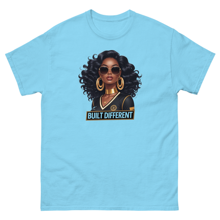 Built Different Tee – Bold Black Art, Gold Statement Style #1 Women Tees Style Junction – Custom Digital Designs & Apparel Sky S