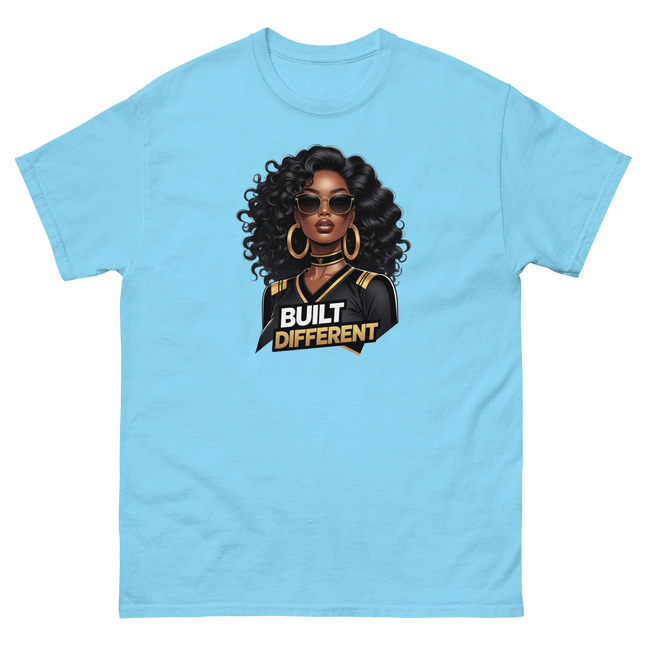 Built Different Tee – Bold Black Art, Gold Statement Style #2 Women Tees Style Junction – Custom Digital Designs & Apparel