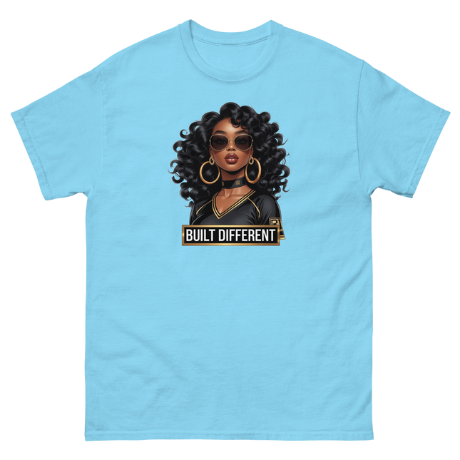 Built Different Tee – Bold Black Art, Gold Statement Style #3 Women Tees Style Junction – Custom Digital Designs & Apparel