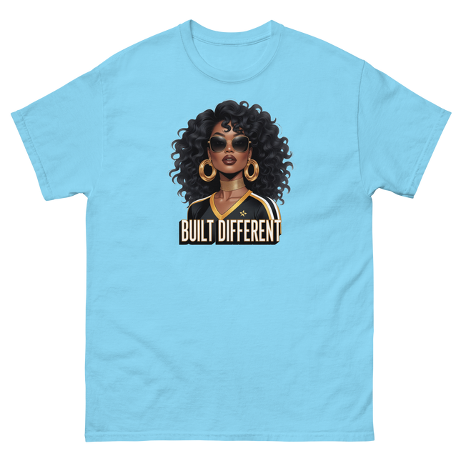 Built Different Tee – Bold Black Art, Gold Statement Style #4 Women Tees Style Junction – Custom Digital Designs & Apparel