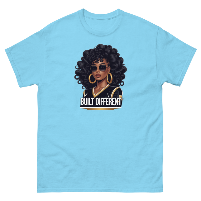 Built Different Tee – Bold Black Art, Gold Statement Style #5 Women Tees Style Junction – Custom Digital Designs & Apparel