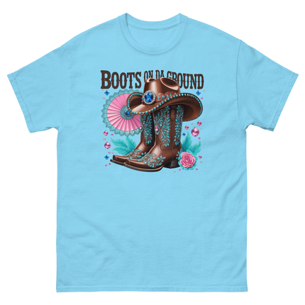 Brown Rhinestone Cowgirl Boots Tee – Boots on Da Ground #1 Women Tees Style Junction – Custom Digital Designs & Apparel