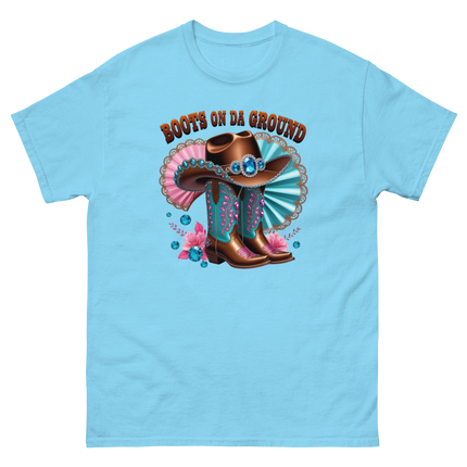 Brown Rhinestone Cowgirl Boots Tee – Boots on Da Ground #2 Women Tees Style Junction – Custom Digital Designs & Apparel