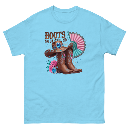 Brown Rhinestone Cowgirl Boots Tee – Boots on Da Ground #3 Women Tees Style Junction – Custom Digital Designs & Apparel