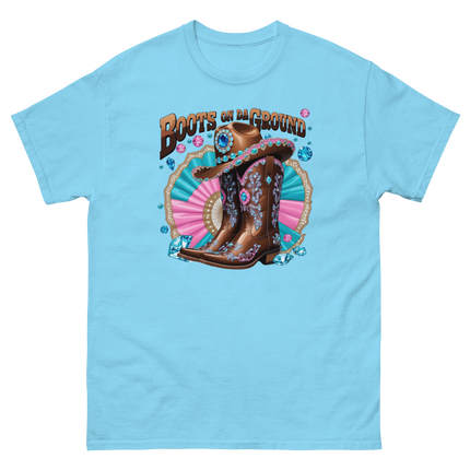 Brown Rhinestone Cowgirl Boots Tee – Boots on Da Ground #4 Women Tees Style Junction – Custom Digital Designs & Apparel