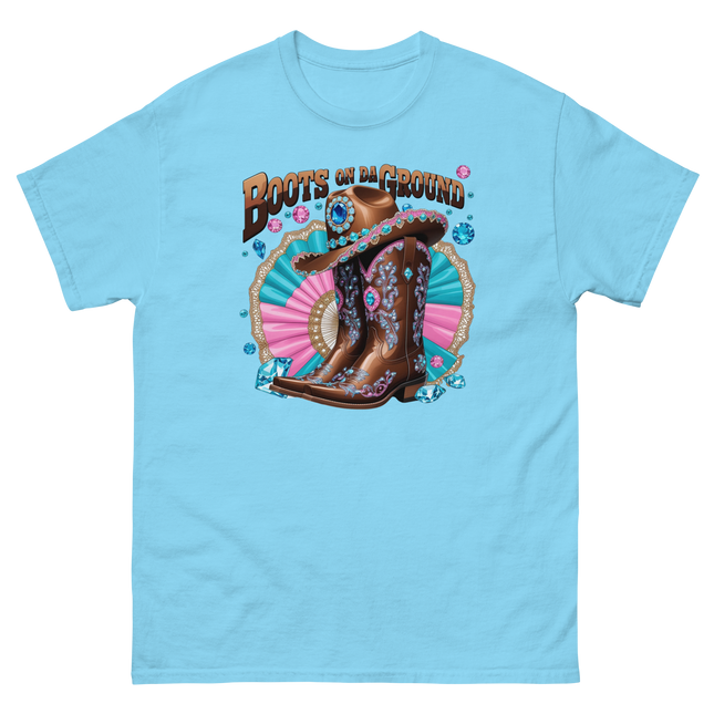 Brown Rhinestone Cowgirl Boots Tee – Boots on Da Ground #4 Women Tees Style Junction – Custom Digital Designs & Apparel