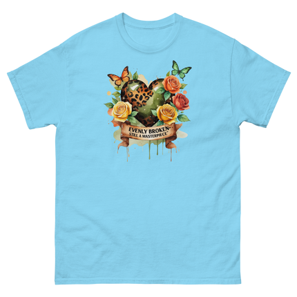 Evenly Broken Leopard Heart Tee – Watercolor Floral Vibes #1 Women Tees Style Junction – Custom Digital Designs & Apparel