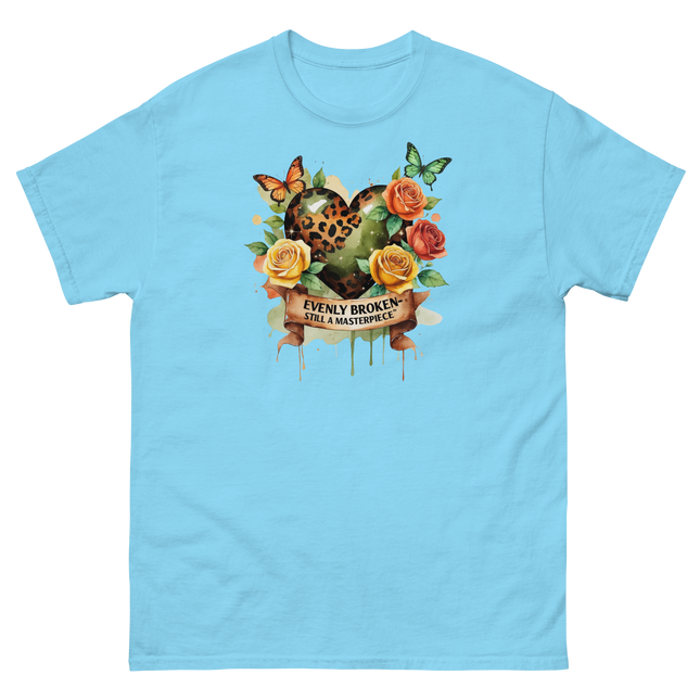 Evenly Broken Leopard Heart Tee – Watercolor Floral Vibes #1 Women Tees Style Junction – Custom Digital Designs & Apparel