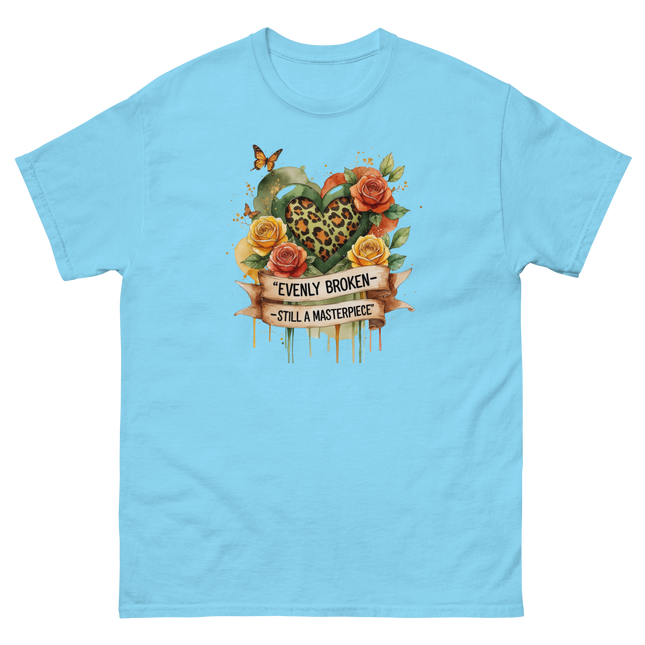Evenly Broken Leopard Heart Tee – Watercolor Floral Vibes #2 Women Tees Style Junction – Custom Digital Designs & Apparel