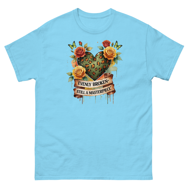 Evenly Broken Leopard Heart Tee – Watercolor Floral Vibes #5 Women Tees Style Junction – Custom Digital Designs & Apparel