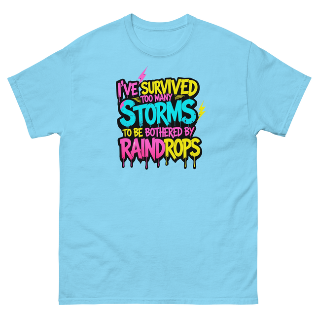 Survived the Storms Statement Tee – Neon Streetwear Bold Vibes Women Tees Style Junction – Custom Digital Designs & Apparel
