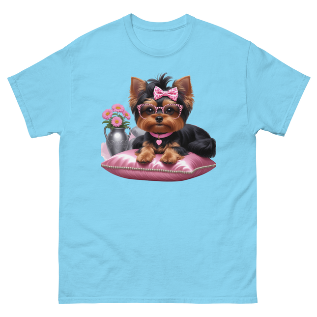 Yorkie Glam Tee – Pink Leopard Print Dog Graphic Shirt #2 Women Tees Style Junction – Custom Digital Designs & Apparel