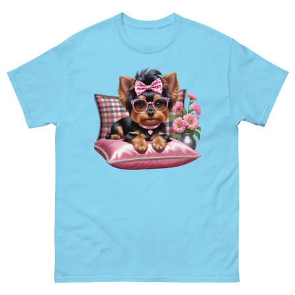 Yorkie Glam Tee – Pink Leopard Print Dog Graphic Shirt #3 Women Tees Style Junction – Custom Digital Designs & Apparel