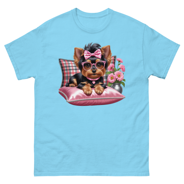 Yorkie Glam Tee – Pink Leopard Print Dog Graphic Shirt #3 Women Tees Style Junction – Custom Digital Designs & Apparel