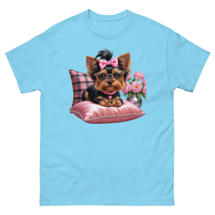 Yorkie Glam Tee – Pink Leopard Print Dog Graphic Shirt #4 Women Tees Style Junction – Custom Digital Designs & Apparel