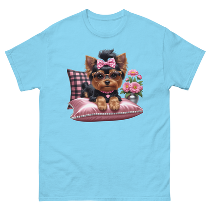 Yorkie Glam Tee – Pink Leopard Print Dog Graphic Shirt #5 Women Tees Style Junction – Custom Digital Designs & Apparel