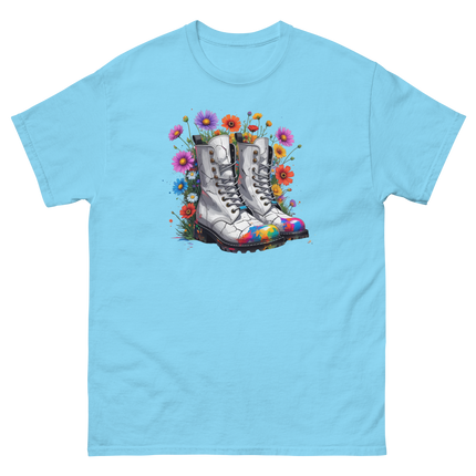 Rainbow Combat Boots Tee – Floral Festival Graphic Shirt #3 Women Tees Style Junction – Custom Digital Designs & Apparel