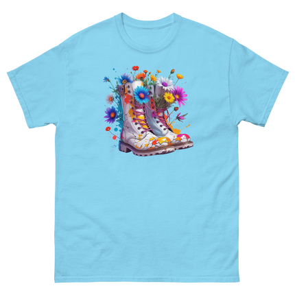 Rainbow Combat Boots Tee – Floral Festival Graphic Shirt #4 Women Tees Style Junction – Custom Digital Designs & Apparel