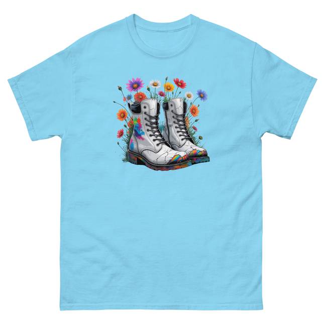 Rainbow Combat Boots Tee – Floral Festival Graphic Shirt #5 Women Tees Style Junction – Custom Digital Designs & Apparel
