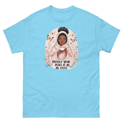 Protect Your Peace Tee – Floral Afro Soft Aesthetic Design #4 Women Tees Style Junction – Custom Digital Designs & Apparel