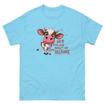 Funny Cow Attitude Tee – Keep Your Bullsh*t Off My Pasture Women Tees Style Junction – Custom Digital Designs & Apparel Sky S