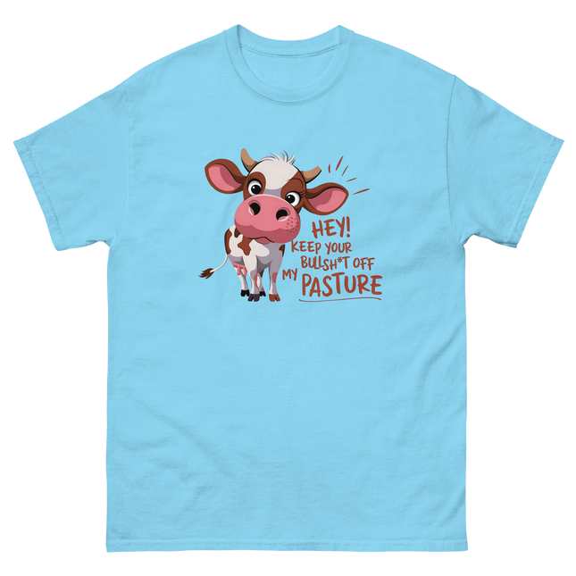 Funny Cow Attitude Tee – Keep Your Bullsh*t Off My Pasture Women Tees Style Junction – Custom Digital Designs & Apparel Sky S