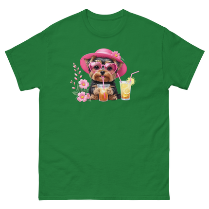 Yorkie Dog #1 Iced Tea Graphic Tshirt – Floral Summer Print Shirt Women Tees Style Junction – Custom Digital Designs Turf Green S
