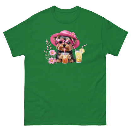 Yorkie Dog #1 Iced Tea Graphic Tee – Floral Summer PNG Print Shirt Women Tees Style Junction – Custom Digital Designs Turf Green S