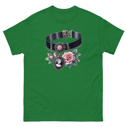 Victorian Cameo Choker Floral Tee Women Tees Style Junction – Custom Digital Designs & Apparel Turf Green S