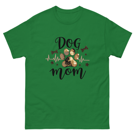Bold Black & Gold Luxe Dog Mom Tee – Glam Paw Print Style Women Tees Style Junction – Custom Digital Designs & Apparel Turf Green S