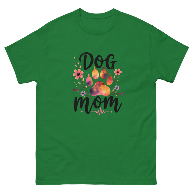 Sunset Floral Dog Mom Tee – Boho Paw & Blooms Design Women Tees Style Junction – Custom Digital Designs & Apparel Turf Green S
