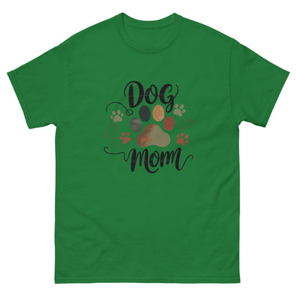 Earthy Tones Dog Mom Tee – Minimal Rustic Paw Graphic Women Tees Style Junction – Custom Digital Designs & Apparel Turf Green S