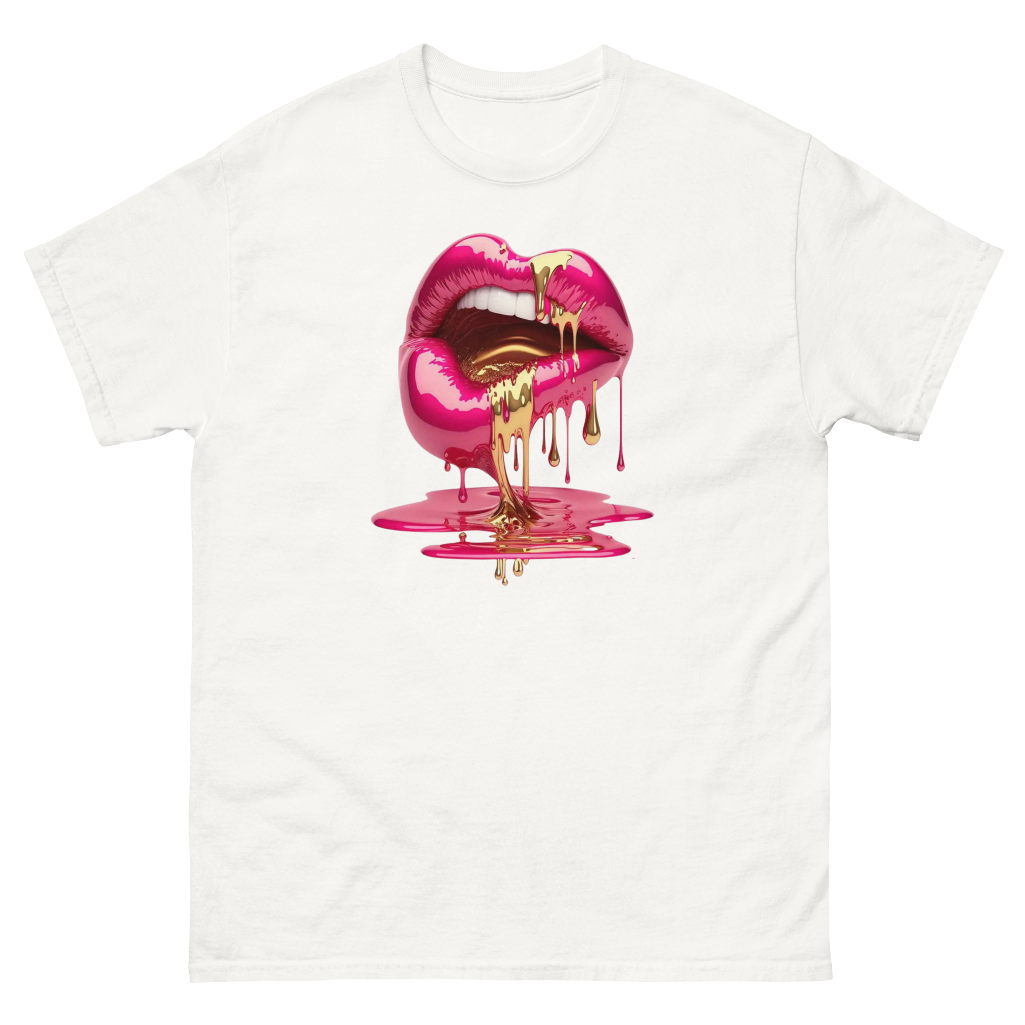 Dripping Lips Custom Design Unisex Classic T-shirt Physical T-Shirt Style-Junction