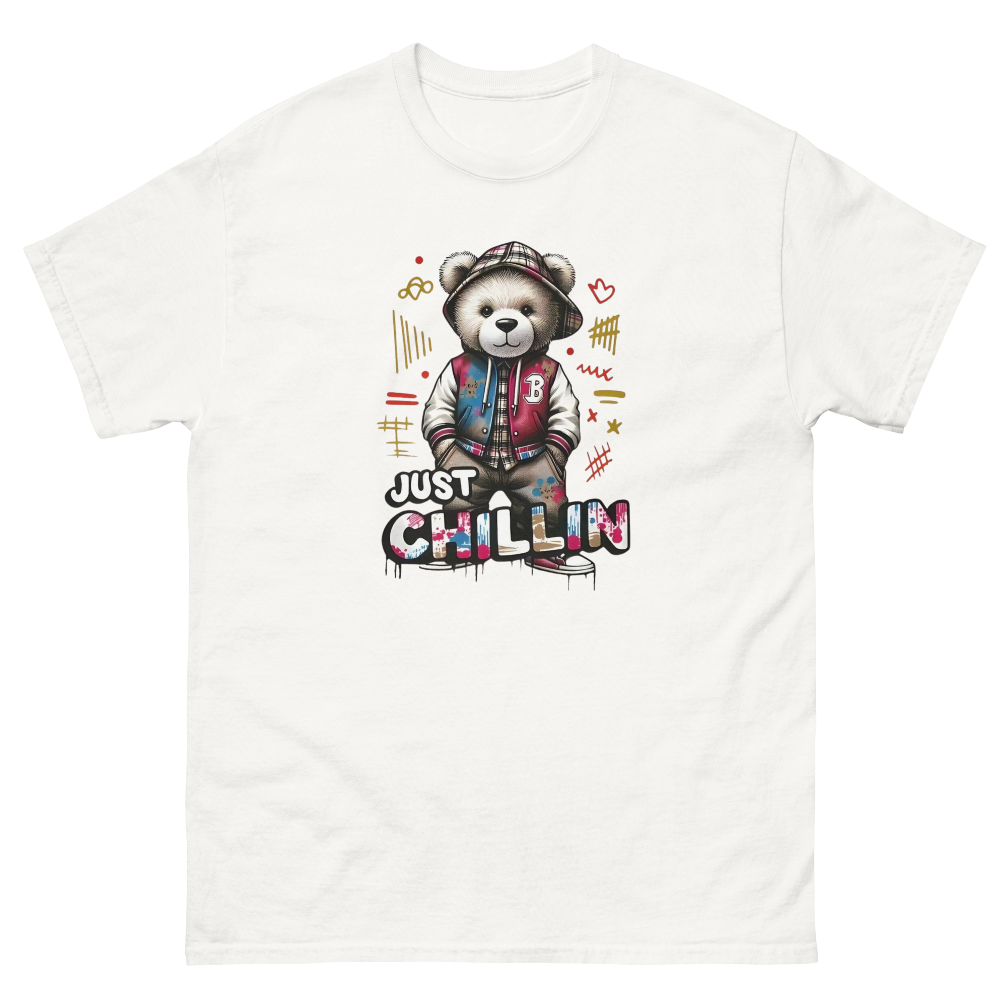 Just Chillin Bear Custom Design Unisex Classic T-shirt Physical T-Shirt Style-Junction