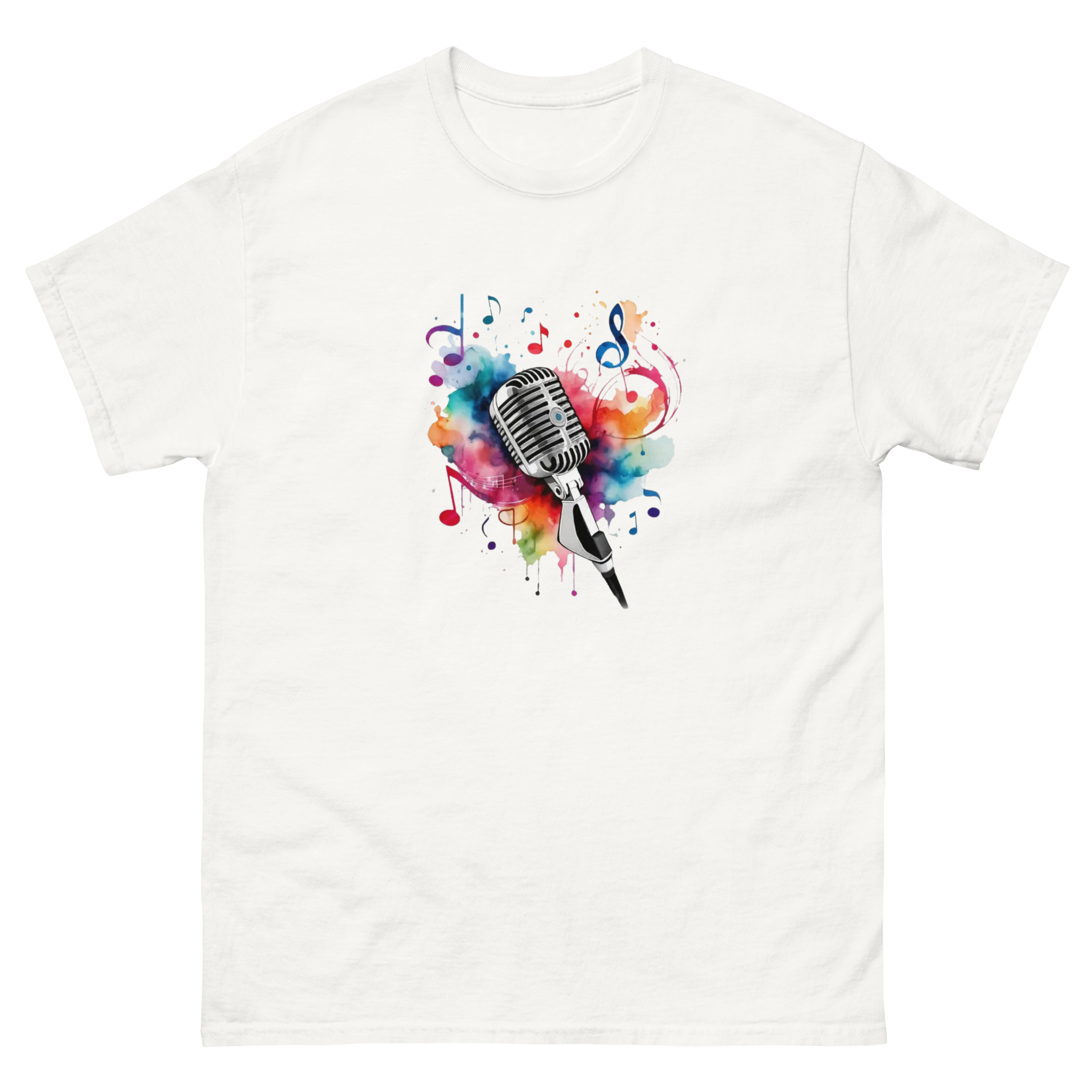 Vibrant Musical Microphone Art Unisex Cclassic Tee Physical T-Shirt Style-Junction