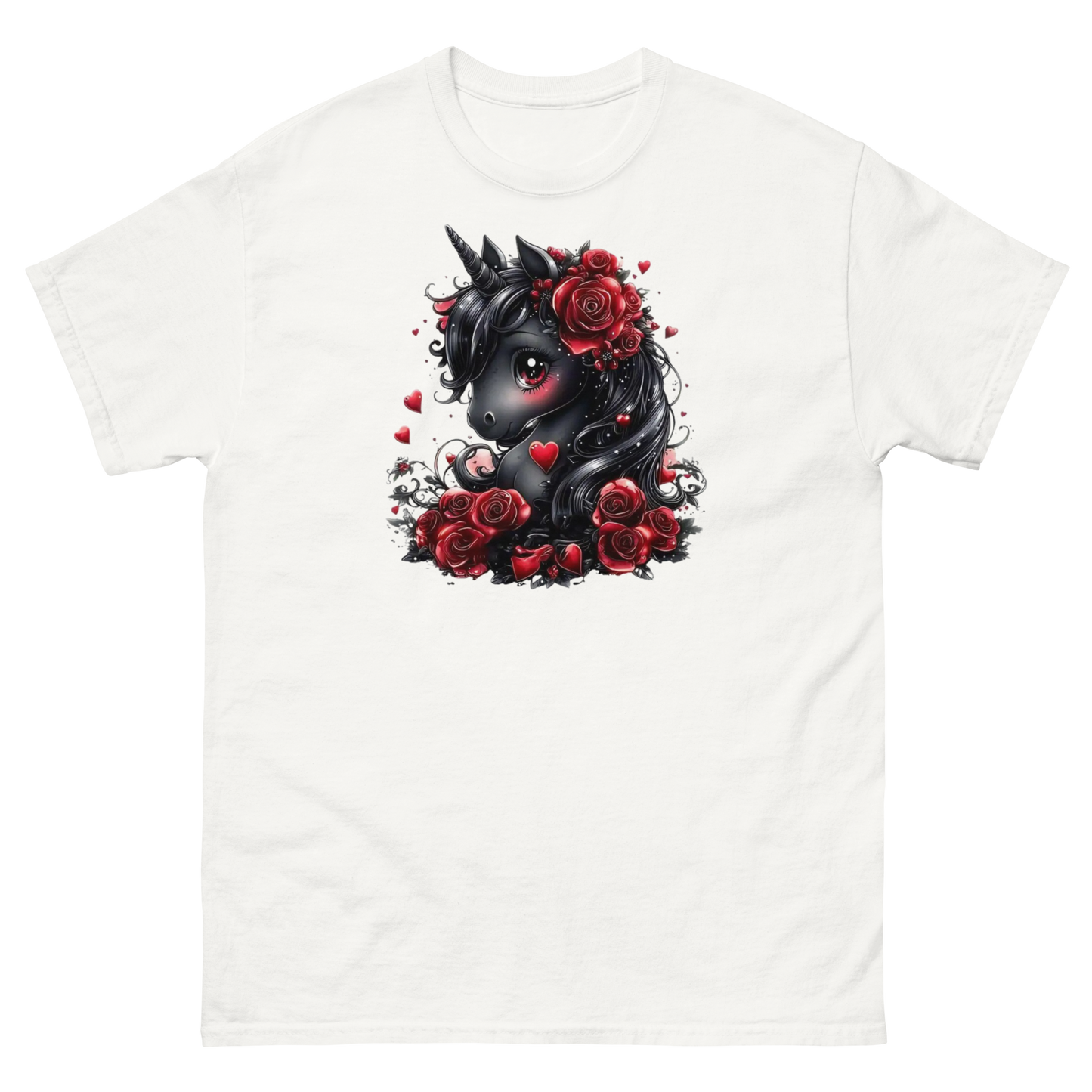 Black & Red Unicorn Women's Classic Tee Physical T-Shirt Style-Junction Custom Designs & Prints