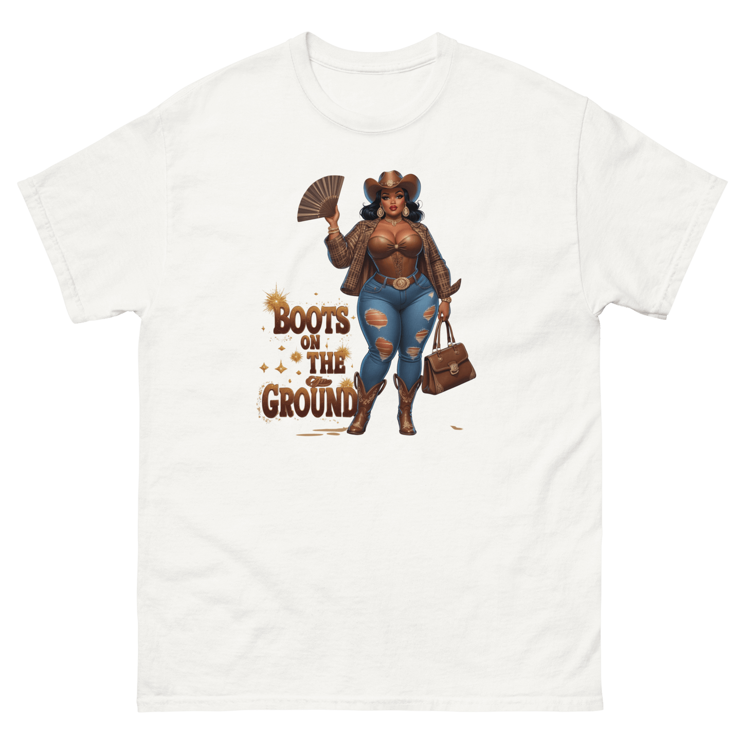 Boots on the Ground Curvy Cowgirl #2 Tee – Bold Western Style Women Tees Style Junction – Custom Digital Designs & Apparel
